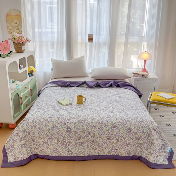 91家纺网 家纺一手货源 找家纺 大世界被王 2025新款全棉纯棉健康夏被夏凉被空调被 半夏花语