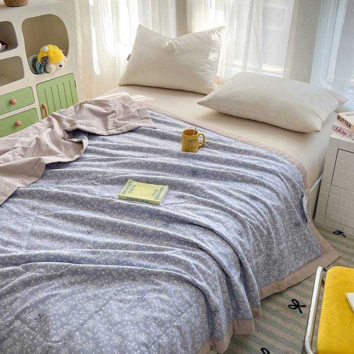 91家纺网 家纺一手货源 找家纺 大世界被王 2025新款全棉纯棉健康夏被夏凉被空调被 江南春色