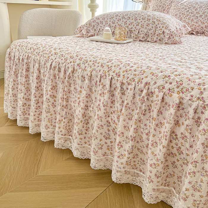 91家纺网 家纺一手货源 找家纺 宜凡家纺 2025新款糯糯棉全夹棉床笠式床裙四件套 繁花熙悦