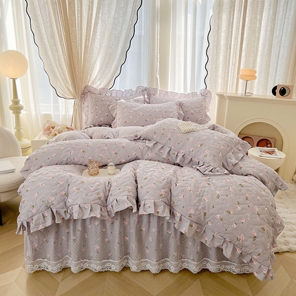 91家纺网 家纺一手货源 找家纺 （总）宜凡家纺 2025新款糯糯棉全夹棉床笠式床裙四件套