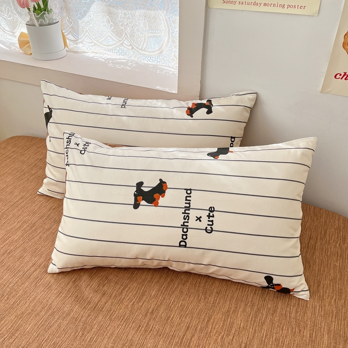 91家纺网 家纺一手货源 找家纺 吉象家纺13070全棉四件套纯棉四件套直播小清新男孩女腊肠犬