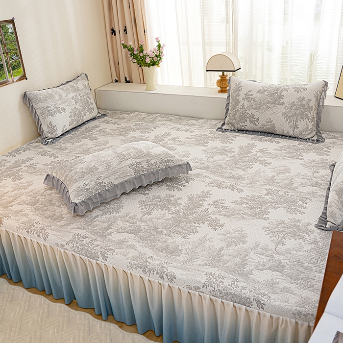 91家纺网 家纺一手货源 找家纺 冬然家纺2025新款冰豆豆榻榻米凉席 梦幻森林-灰