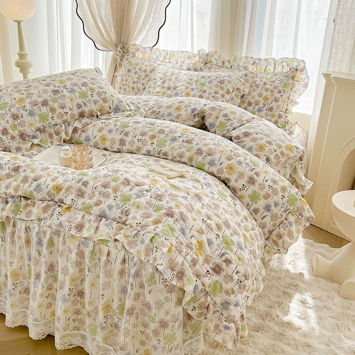 91家纺网 家纺一手货源 找家纺 宜凡家纺 2025新款糯糯棉全夹棉床笠式床裙三件套 莱茵