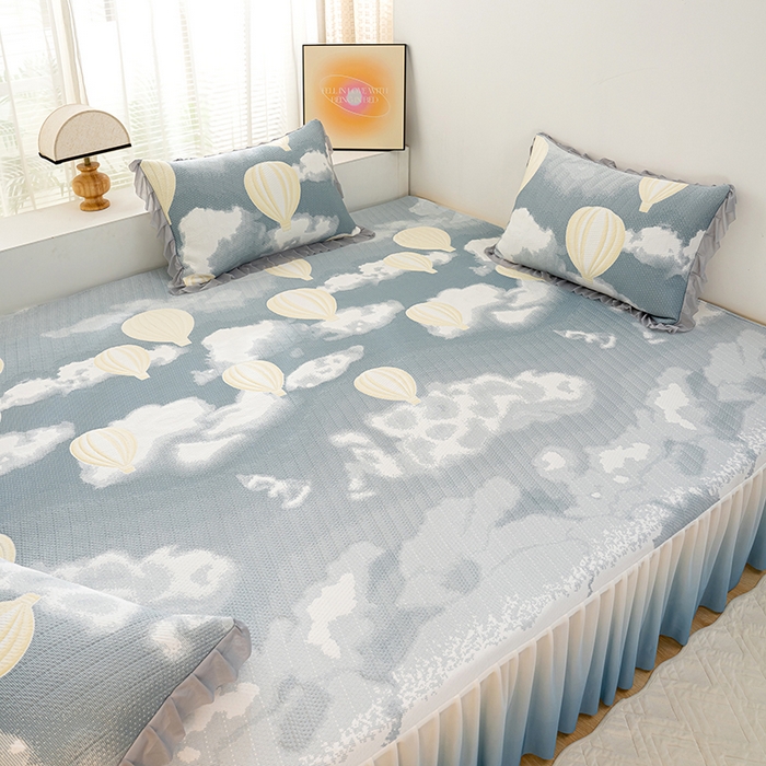 91家纺网 家纺一手货源 找家纺 冬然家纺2025新款冰豆豆榻榻米凉席 梦幻气球-灰