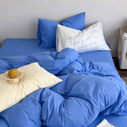 91家纺网 家纺一手货源 找家纺 （总）艾沁2025新款全棉水洗棉撞色混搭四件套