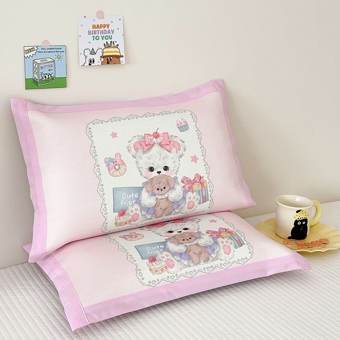 91家纺网 家纺一手货源 找家纺 嗨生活 2025新款大版儿童冰丝枕套 幼儿园枕套 公主小熊