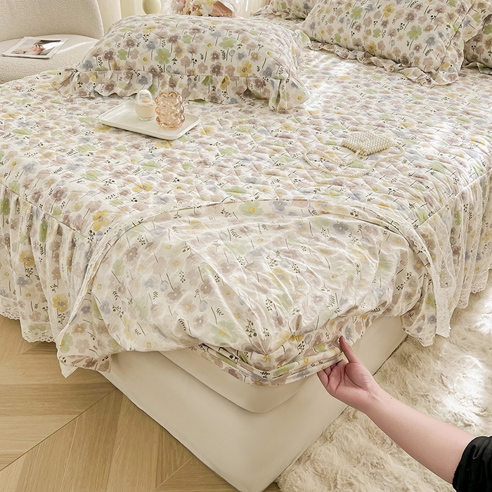 91家纺网 家纺一手货源 找家纺 宜凡家纺 2025新款糯糯棉全夹棉床笠式床裙四件套 莱茵