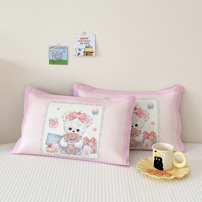 91家纺网 家纺一手货源 找家纺 嗨生活 2025新款大版儿童冰丝枕套 幼儿园枕套 公主小熊