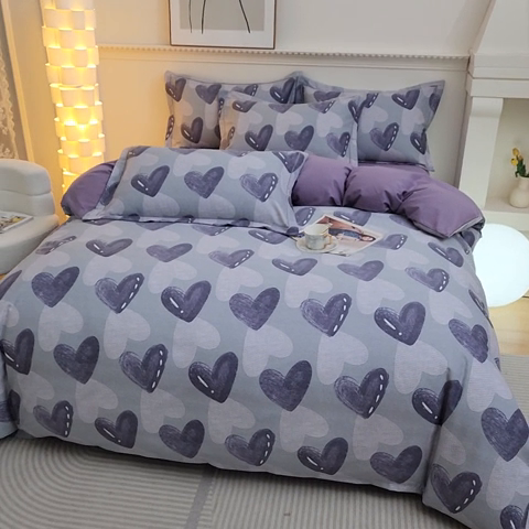 91家纺网 家纺一手货源 找家纺 雲归梦 2025新款纯棉加厚磨毛多规格磨毛四件套 悦动之心