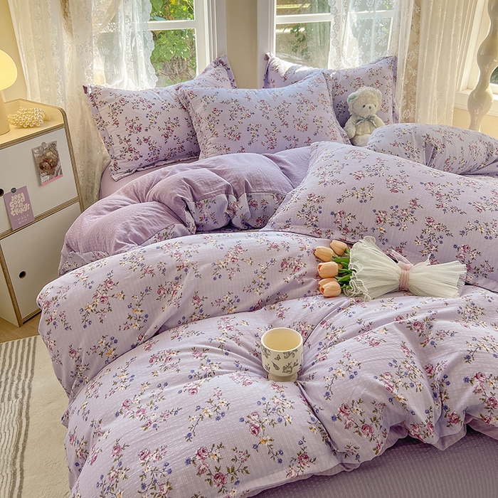 91家纺网 家纺一手货源 找家纺 壹号库 2025新款A类提花有氧彩竺绵四件套 陌上花开