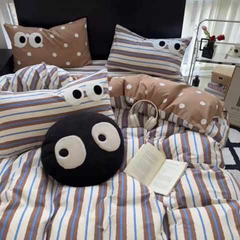 91家纺网 家纺一手货源 找家纺 吉象 2025新款大眼睛毛巾绣四件套 大眼睛-摩登米兰