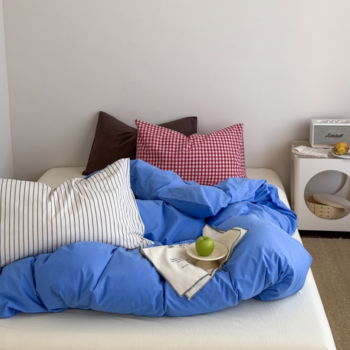 91家纺网 家纺一手货源 找家纺 （总）艾沁2025新款全棉水洗棉撞色混搭四件套