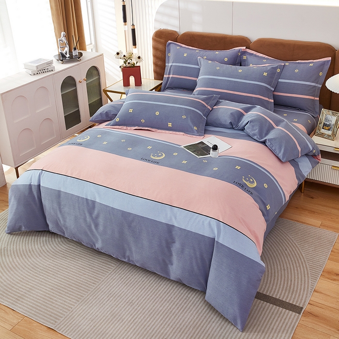 91家纺网 家纺一手货源 找家纺 雲归梦 2025新款纯棉加厚磨毛多规格磨毛四件套 月光生活粉