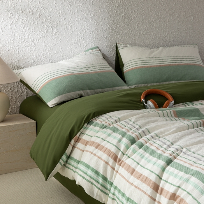 91家纺网 家纺一手货源 找家纺 （总）简宜家居（朝初家纺） 2025新款华夫纯棉格色织提花四件套