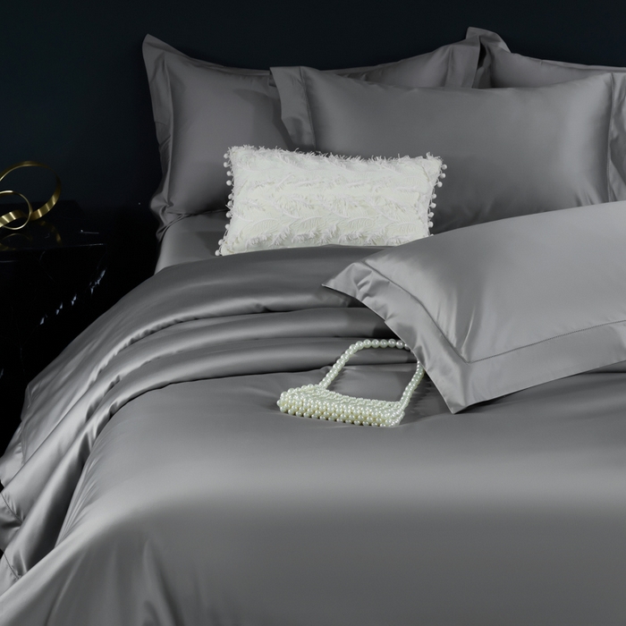 91家纺网 家纺一手货源 找家纺 淼铭家纺 2025新款双股长绒棉四件套-凯瑟系列 凯瑟-绅士灰