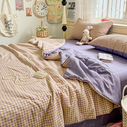 91家纺网 家纺一手货源 找家纺 （总）一比一家纺 2025新款云感皱皱纱简单款夏被夏凉被空调被四件套