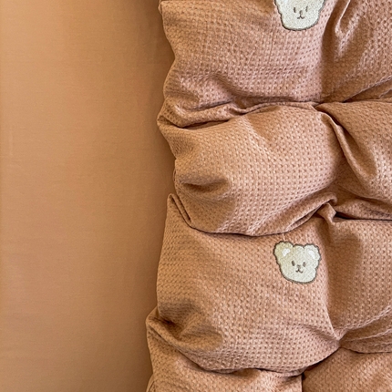 静家居 2025新款全棉纯棉华夫格北欧小熊刺绣四件套系列-风格二 北欧小熊-咖