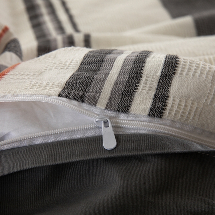 91家纺网 家纺一手货源 找家纺 简宜家居（朝初家纺） 2025新款华夫纯棉格色织提花四件套 初色-灰