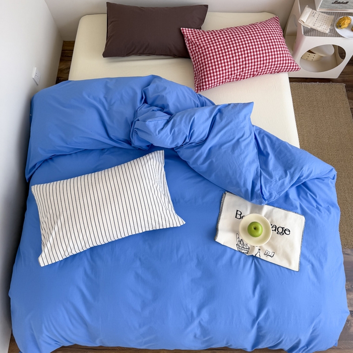 91家纺网 家纺一手货源 找家纺 （总）艾沁2025新款全棉水洗棉撞色混搭四件套