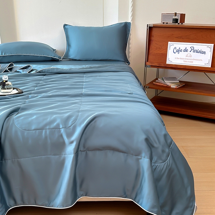 91家纺网 家纺一手货源 找家纺 百寐 2025新款60S兰精天丝夏被系列 管蓝