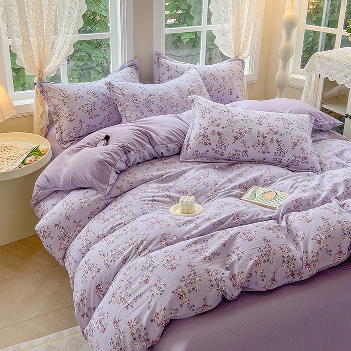 91家纺网 家纺一手货源 找家纺 壹号库 2025新款A类提花有氧彩竺绵四件套 陌上花开