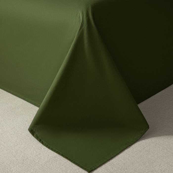 91家纺网 家纺一手货源 找家纺 简宜家居（朝初家纺） 2025新款华夫纯棉格色织提花四件套 初色-墨绿