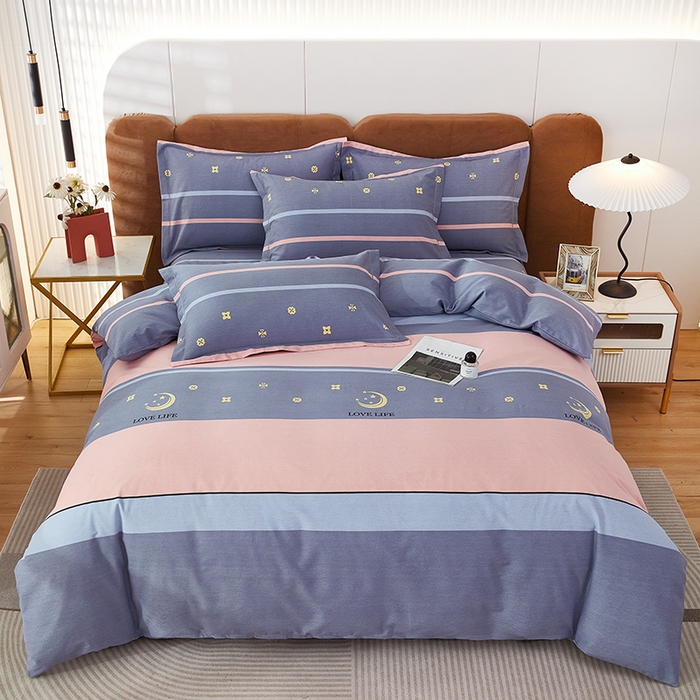 91家纺网 家纺一手货源 找家纺 雲归梦 2025新款纯棉加厚磨毛多规格磨毛四件套 月光生活粉