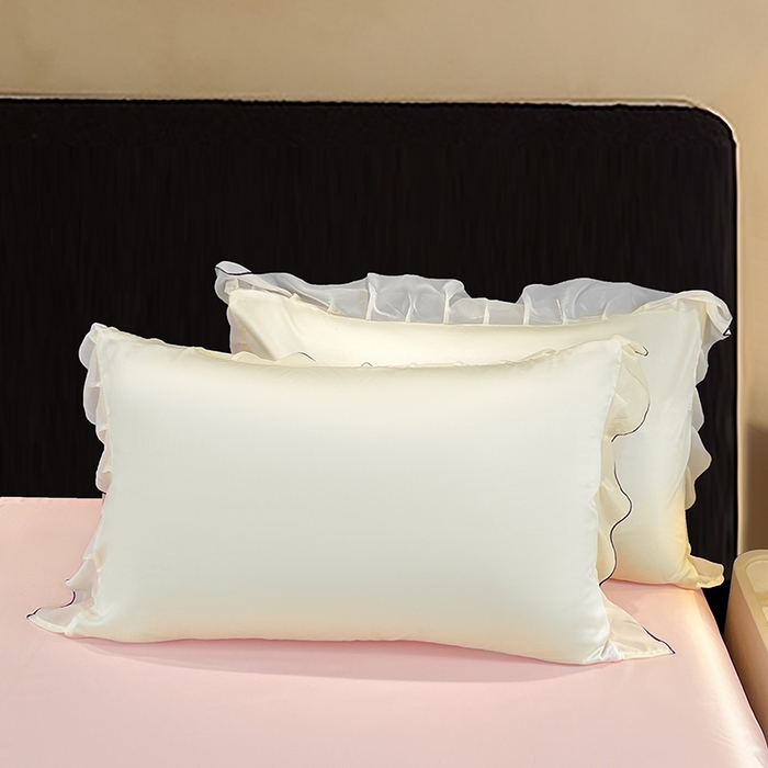 91家纺网 家纺一手货源 找家纺 梦舒羽 2025新款刺绣水洗真丝花边夏被四件套宿舍夏凉被床单枕套三件套-花韵花边款 花韵-粉（花边款）