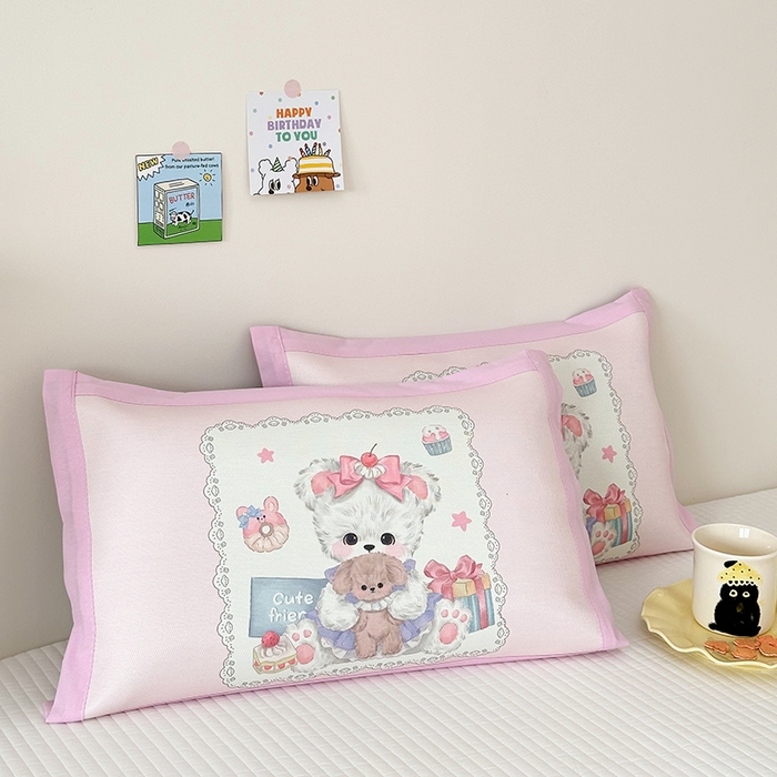 91家纺网 家纺一手货源 找家纺 嗨生活 2025新款大版儿童冰丝枕套 幼儿园枕套 公主小熊