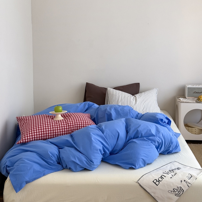 91家纺网 家纺一手货源 找家纺 （总）艾沁2025新款全棉水洗棉撞色混搭四件套