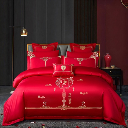 91家纺网 家纺一手货源 找家纺 （总）博之洋婚庆 2025新款全棉长绒棉婚庆刺绣四件套多件套系列
