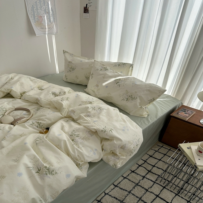 91家纺网 家纺一手货源 找家纺 （总）尺素 全棉卡通可爱儿童四件套纯棉活性A类被套学生宿舍三件套1.8床笠双人床单