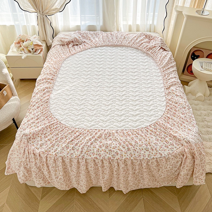 91家纺网 家纺一手货源 找家纺 宜凡家纺 2025新款糯糯棉全夹棉床笠式床裙三件套 繁花熙悦