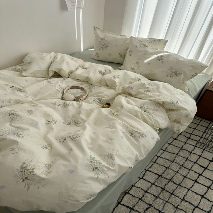 91家纺网 家纺一手货源 找家纺 （总）尺素 全棉卡通可爱儿童四件套纯棉活性A类被套学生宿舍三件套1.8床笠双人床单