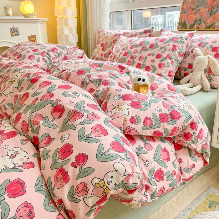 91家纺网 家纺一手货源 找家纺 吉象家纺13070全棉四件套纯棉四件套直播小清新男孩女遇见爱