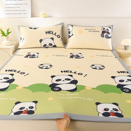 91家纺网 家纺一手货源 找家纺 （总）牵依 2025春夏新款A类碳光冰丝席凉感印花三明治凉席