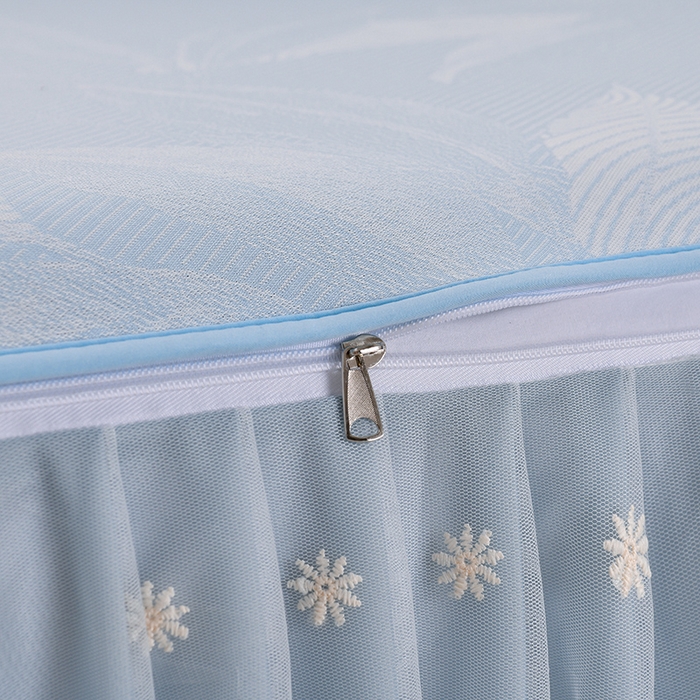 91家纺网 家纺一手货源 找家纺 家之硕家纺 2025春夏新款凉感提花凉席三件套-夏日清凉系列 夏日清凉---蓝