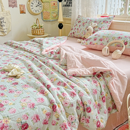 91家纺网 家纺一手货源 找家纺 （总）一比一家纺 2025新款云感皱皱纱简单款夏被夏凉被空调被四件套