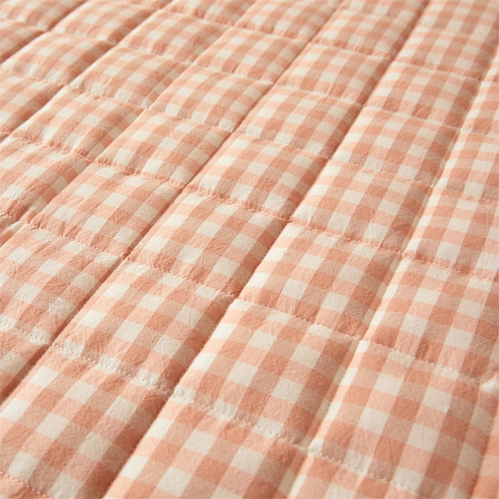 91家纺网 家纺一手货源 找家纺 伊人坊2025新款全棉色织水洗棉六面全包床笠床垫保护套无印风 单层床围-粉小格