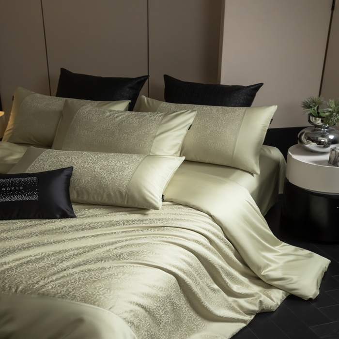 91家纺网 家纺一手货源 找家纺 安莱生活2025新款天丝棉拼接暗合工艺四件套-邂逅系列 古奈