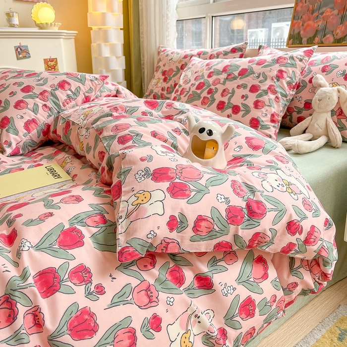 91家纺网 家纺一手货源 找家纺 吉象家纺13070全棉四件套纯棉四件套直播小清新男孩女遇见爱