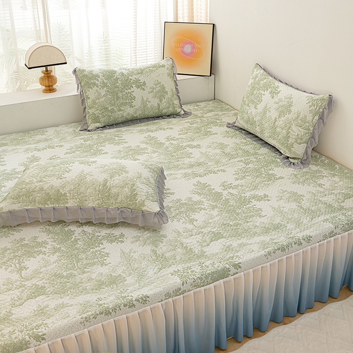 91家纺网 家纺一手货源 找家纺 冬然家纺2025新款冰豆豆榻榻米凉席 梦幻森林-绿