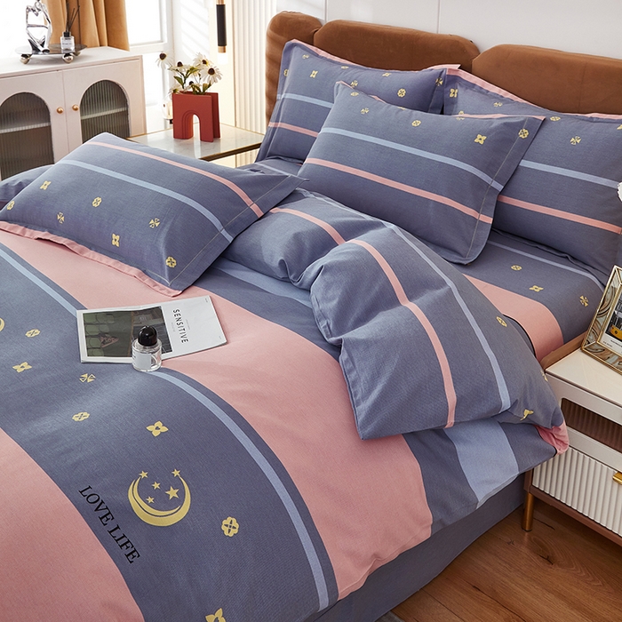 91家纺网 家纺一手货源 找家纺 雲归梦 2025新款纯棉加厚磨毛多规格磨毛四件套 月光生活粉