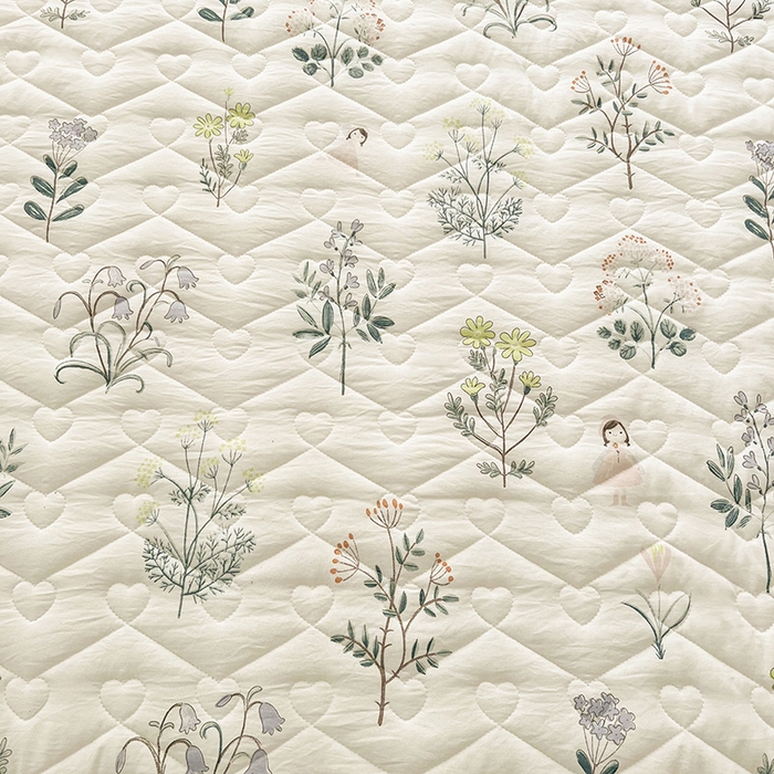 91家纺网 家纺一手货源 找家纺 宜凡家纺 2025新款糯糯棉全夹棉床笠式床裙三件套 花季浅吟