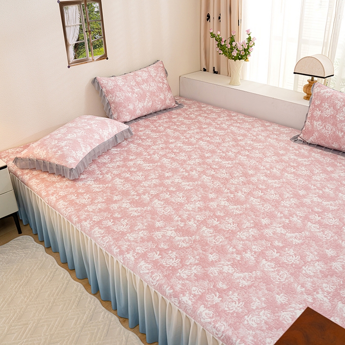 91家纺网 家纺一手货源 找家纺 冬然家纺2025新款冰豆豆榻榻米凉席 梦幻玫瑰-粉