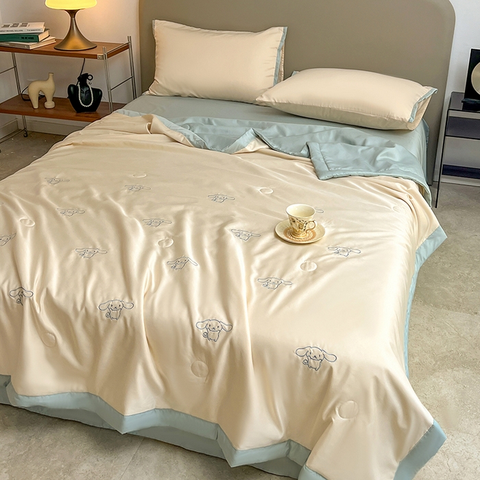 91家纺网 家纺一手货源 找家纺 （总）妖妖家纺 2025春夏新款水洗冰丝绣花夏被夏凉被空调被四件套