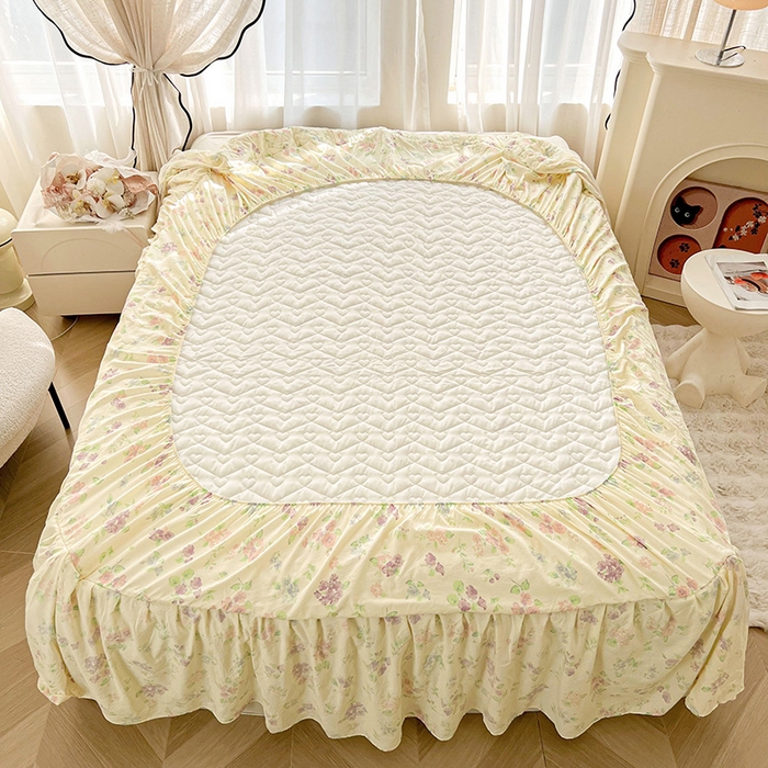 91家纺网 家纺一手货源 找家纺 宜凡家纺 2025新款糯糯棉全夹棉床笠式床裙四件套 漫花香