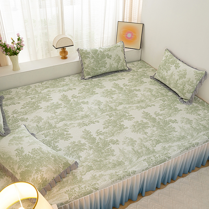 91家纺网 家纺一手货源 找家纺 冬然家纺2025新款冰豆豆榻榻米凉席 梦幻森林-绿