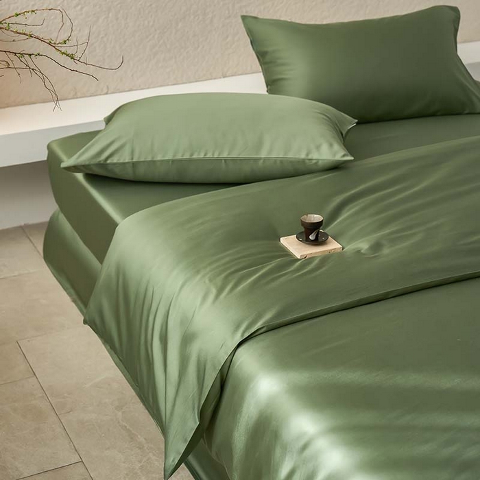 91家纺网 家纺一手货源 找家纺 咏绒家纺工厂店 2025新款60支奥地利兰精天丝纯色天丝棉四件套 松石绿（翠绿）