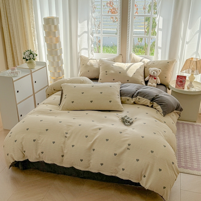 91家纺网 家纺一手货源 找家纺 壹号库 2025新款A类提花有氧彩竺绵四件套 莫里